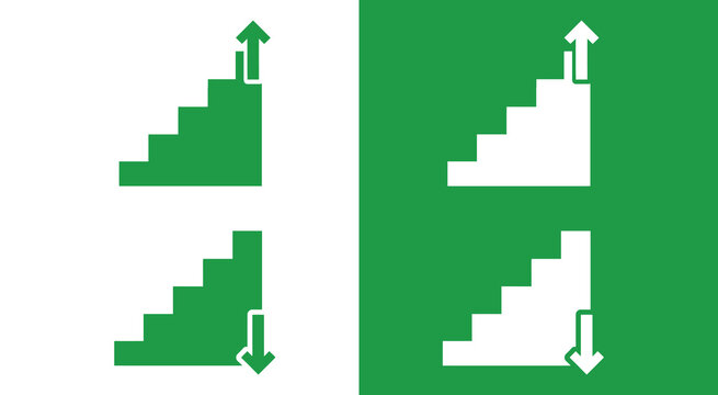 Ascending stair steps graph icon set for growth and success