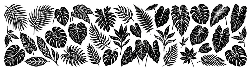 Monochromatic Tropical Leaves Pattern Design © Kasino