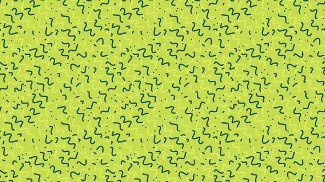 Abstract yellow background with squiggly lines. Retro 90s pattern motion graphic loop.