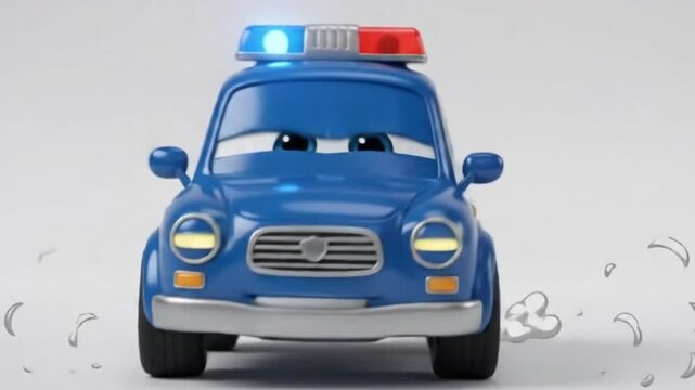 Cute cartoon police car toy character vehicle