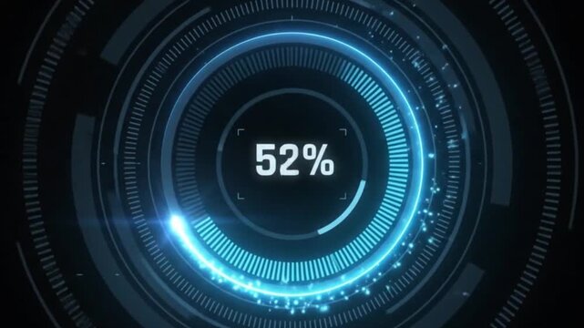 Digital loading progress bar circle display