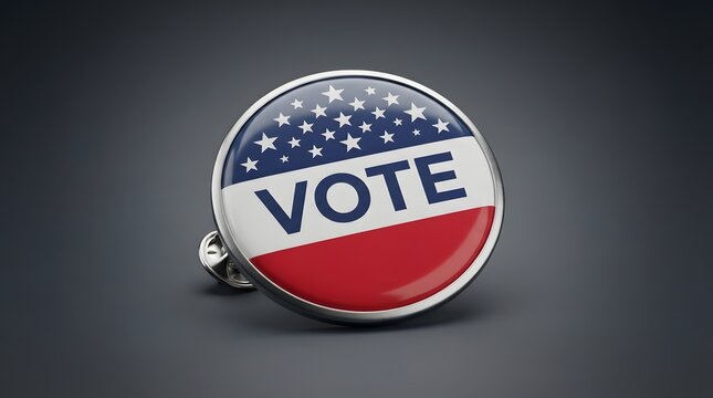 3d render of a patriotic american vote pin button badge