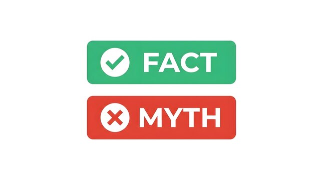 Fact and myth signs with check mark and cross icons