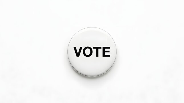 Simple minimalist vote button badge isolated on white background