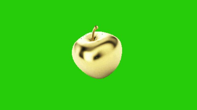 golden apple animation on green screen