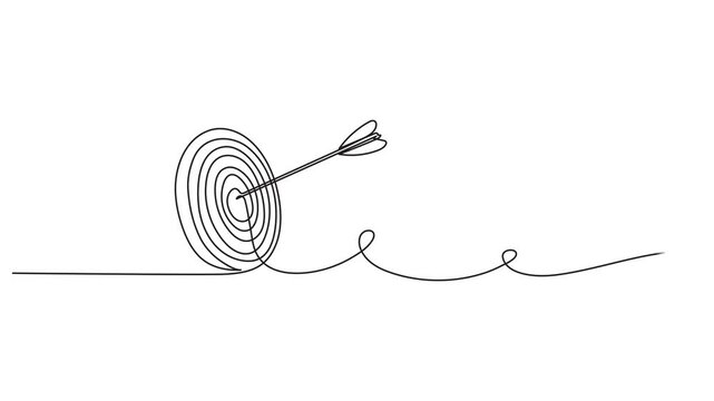 Continuous one line arrow art up drawing target direction down. Arrow one line finance business growth illustration outline single work circle goal process doodle sign around grow around process sigh.