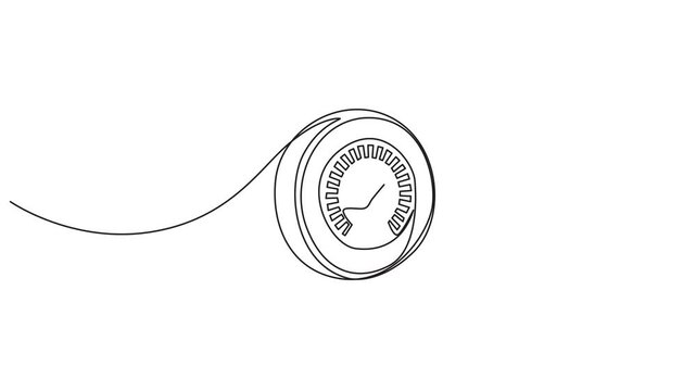 Minimalist continuous line drawing of a compass, symbolizing, compass continuous one line drawing 4k video useful summer travel equipment tools provisions compass. Full length one line animation 