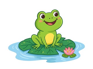 Naklejka premium Horizontal Cute Cartoon Frog