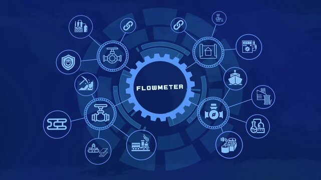 Digital flowmeter monitoring concept for industrial process measurement, pipeline automation and precision fluid management systems.