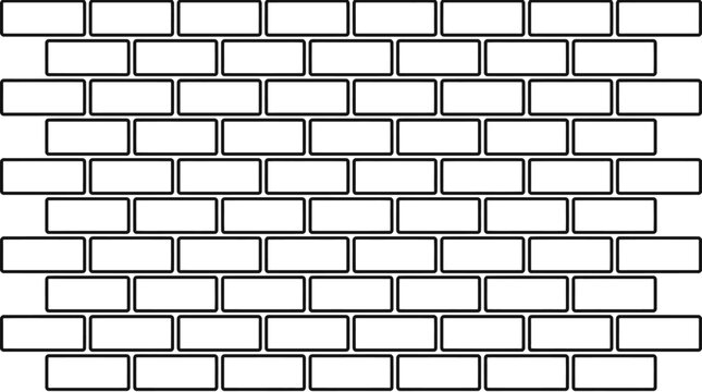 Repeating pattern of brick wall sections with outlined texture