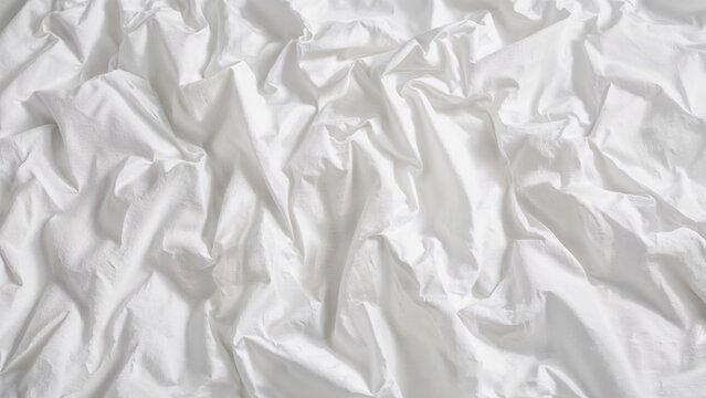 Crumpled white bedsheet or fabric with soft folds and texture.