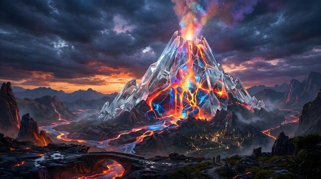 Glass volcano revealing magma ch