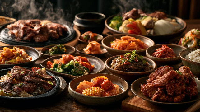 食卓に並ぶ韓国料理