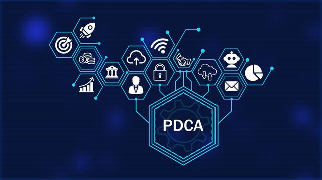 PDCA Concept. Business about diagram Infographics. Business, Technology, Internet and network concept. Strategy Framework for Business Growth concept. 4k video