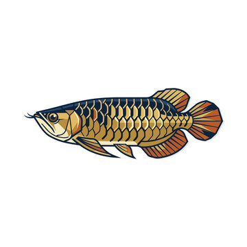 Minimalist Vector Illustration of an Arowana Fish