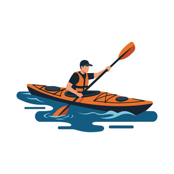Minimalist Vector Illustration of a Kayaker