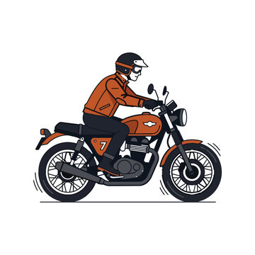 Minimalist Vector Illustration of a Motorcycle Rider with Half Face Helmet