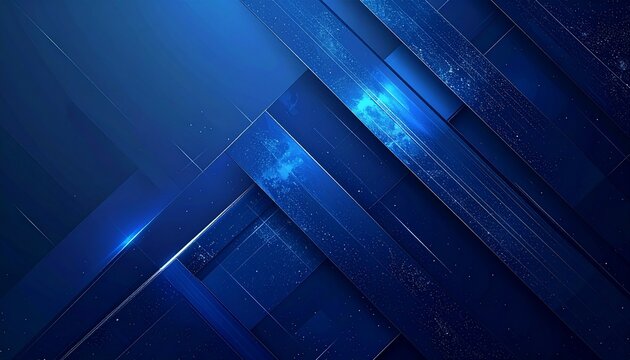 ダークブルーの抽象的な幾何学模様と光のラインのサイバー空間背景 コピースペース