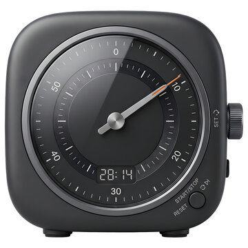 Modern Dark Gray Digital Analog Hybrid Timer Isolated on Transparent Background