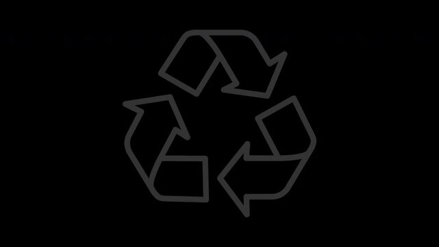 Animated recycle symbol isolated on transparent background with alpha channel overlay for sustainability and eco projects.