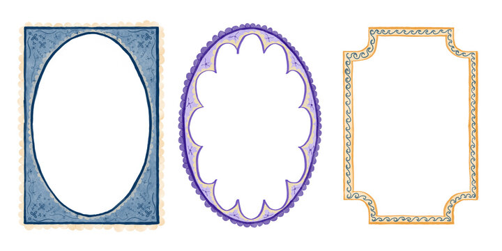 Elegant vintage decorative frame hand-drawn. Watercolor style and perfect for invitations, greeting cards, branding, and scrapbooking.