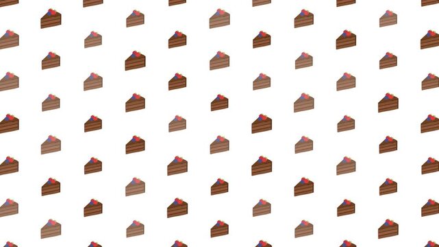 Seamless chocolate cake slice dessert pattern background for bakery