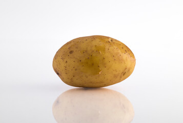 Fototapeta premium Potato isolated on white background with reflection and copyspace.