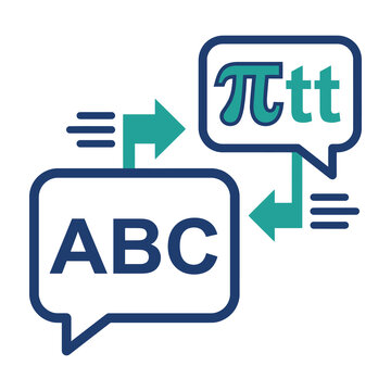 Mathematical conversation between ABC and pi tt symbols in speech bubbles