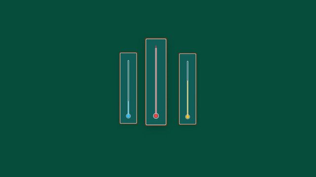 Minimalist Abstract Animation Featuring Three Vertical Glowing Progress Bars on Dark Green Background.