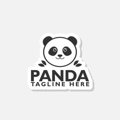 Fototapeta premium Panda logo sticker isolated on gray background