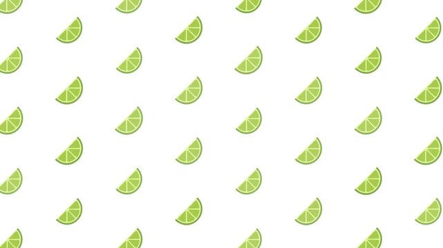 Fresh green lime slices seamless pattern on a white background