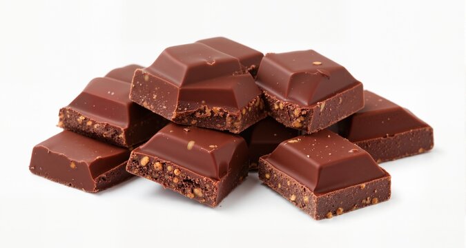 Pieces of tasty chocolate isolated on white
