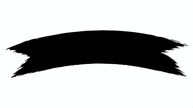 A black brushstroke banner with a ripped effect on the edges