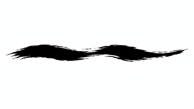 A black ink brush stroke creating a wavy line