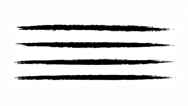 Four parallel horizontal black brush strokes against a white background, abstract representation