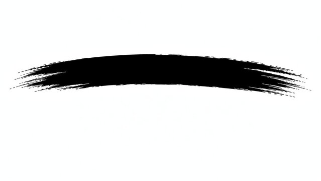 A bold, sweeping black brushstroke across a stark white background