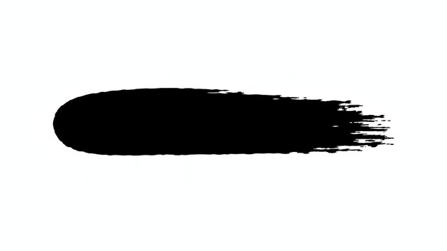 A single black brush stroke with a rough texture, creating a bold and artistic mark.
