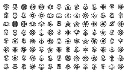 Fototapeta premium Modern Flower and Botanical Thin Line Icon Collection