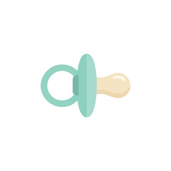 Simple flat of a baby pacifier with a light green handle and a soft beige nipple for infant care and newborn soothing equipment