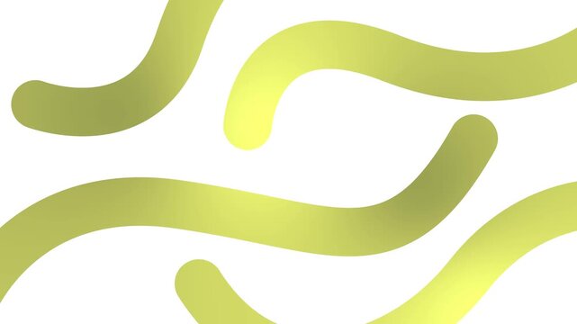 Animated golden decorative wavy lines is drawn. Linear background. Looped video. Vector illustration isolated on white background.