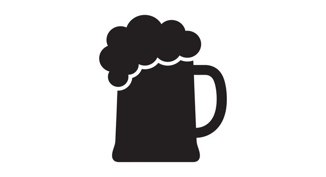 Foam topped beer mug silhouette beverage drink