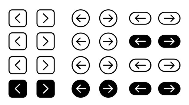 Set of Navigation Arrow Icons for Web and App User Interface Design