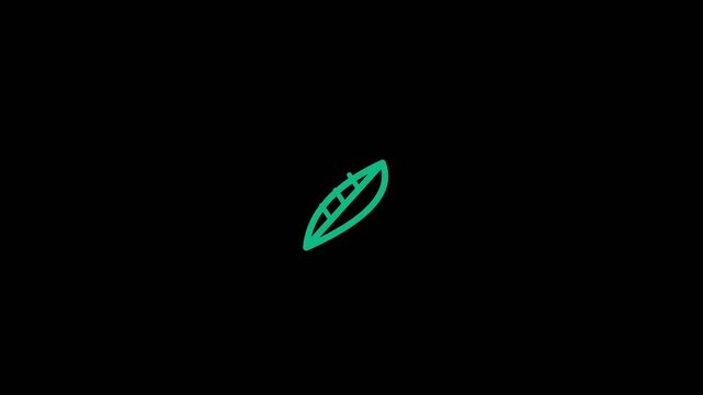 Neon Green Glowing Leaf Icon Animation on Black Background.