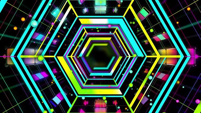 Neon Hexagon Tunnel