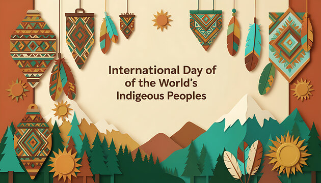 Celebrating Indigenous Peoples' Day with vibrant cultural decorations. Traditional indigenous art and symbols displayed in a festive setting.