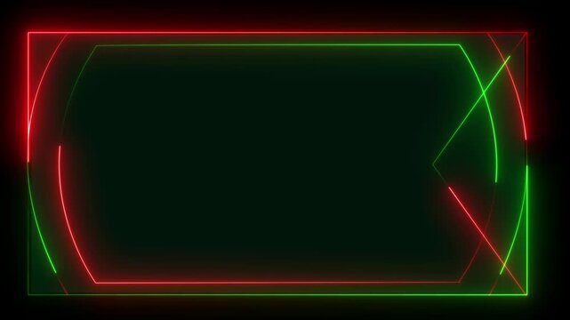Animation of glowing neon gaming frame abstract background. abstract glowing neon border frame. Rectangle streaming frame with particles overlay, neon
