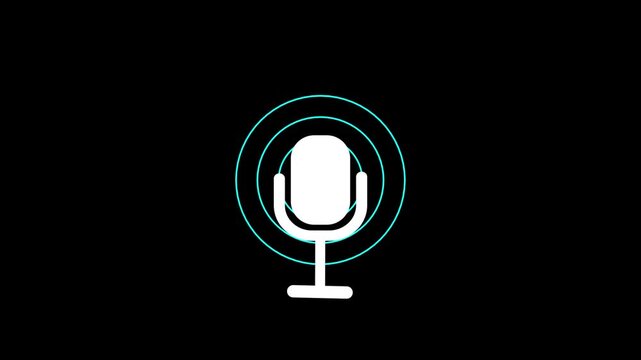 Microphone Sound Waves Progressing Vector Illustration On Black Background