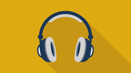 Naklejka premium Create a minimalist flat vector icon of a pair of over-ear headphones.