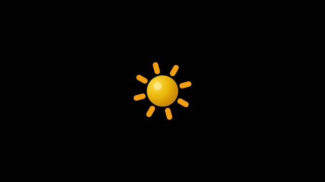 Animated Golden Sun Icon Rotating Against a Solid Black Background.