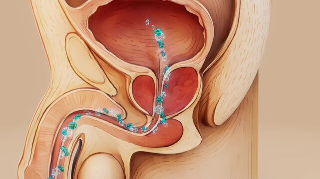 3D Prostate Anatomy with Bacterial Infection and Acute Prostatitis Medical Animation
